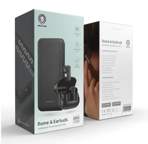 هندزفری بی سیم و پاور بانک گرین لاین مدل rome and earbuds