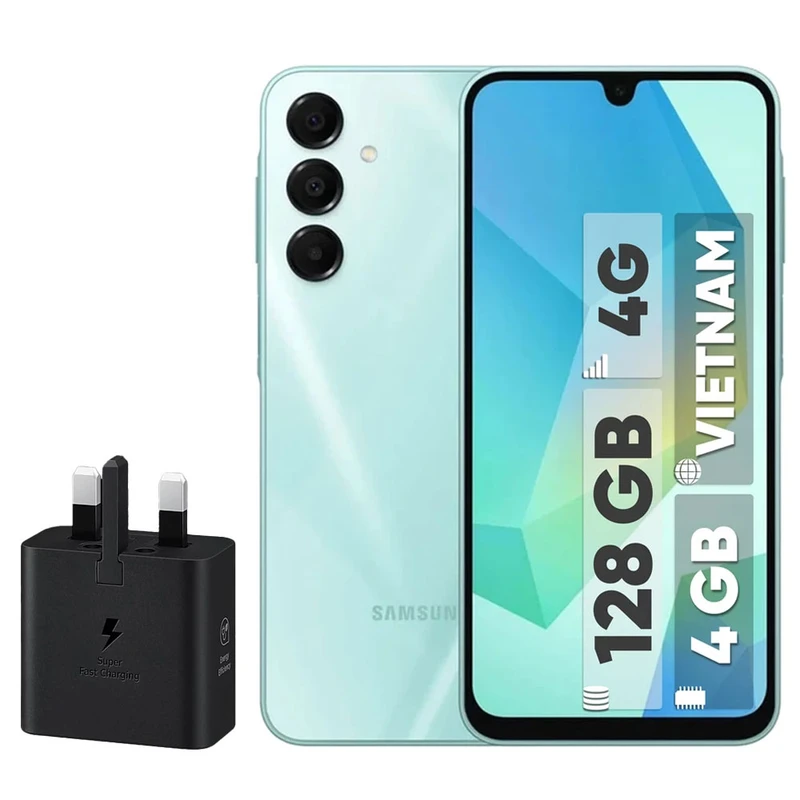 گوشی سامسونگ galaxy a16 4g رجیستر‌شده دو سیم‌کارت 128 گیگابایت با رم 4 گیگابایت - ویتنام - به همراه شارژر 25 وات سامسونگ